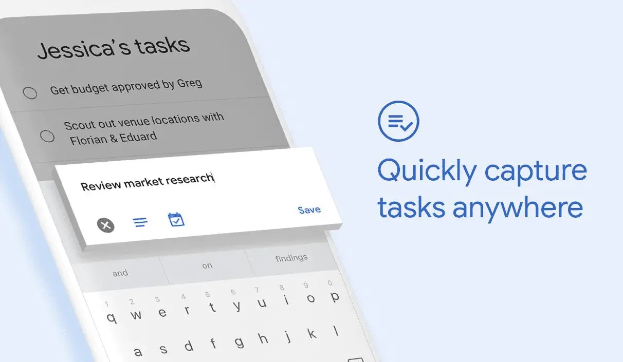 Uma foto do aplicativo Google Tasks