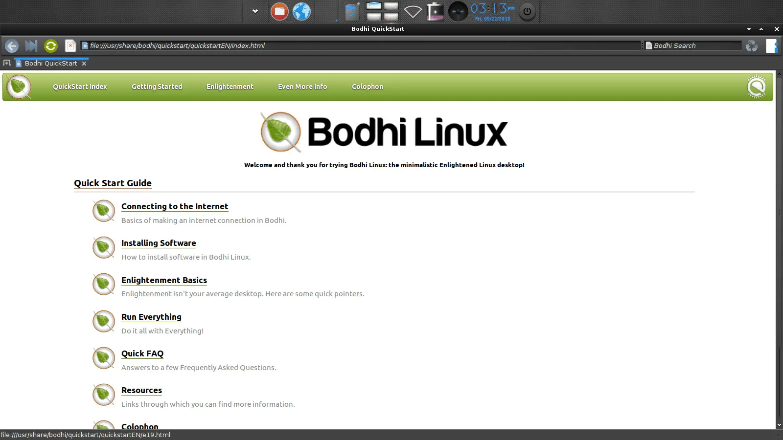 Guia de início rápido Bodhi Linux