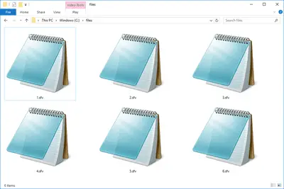 Captura de tela de arquivos SFV no Windows 10 que são abertos com o Bloco de Notas