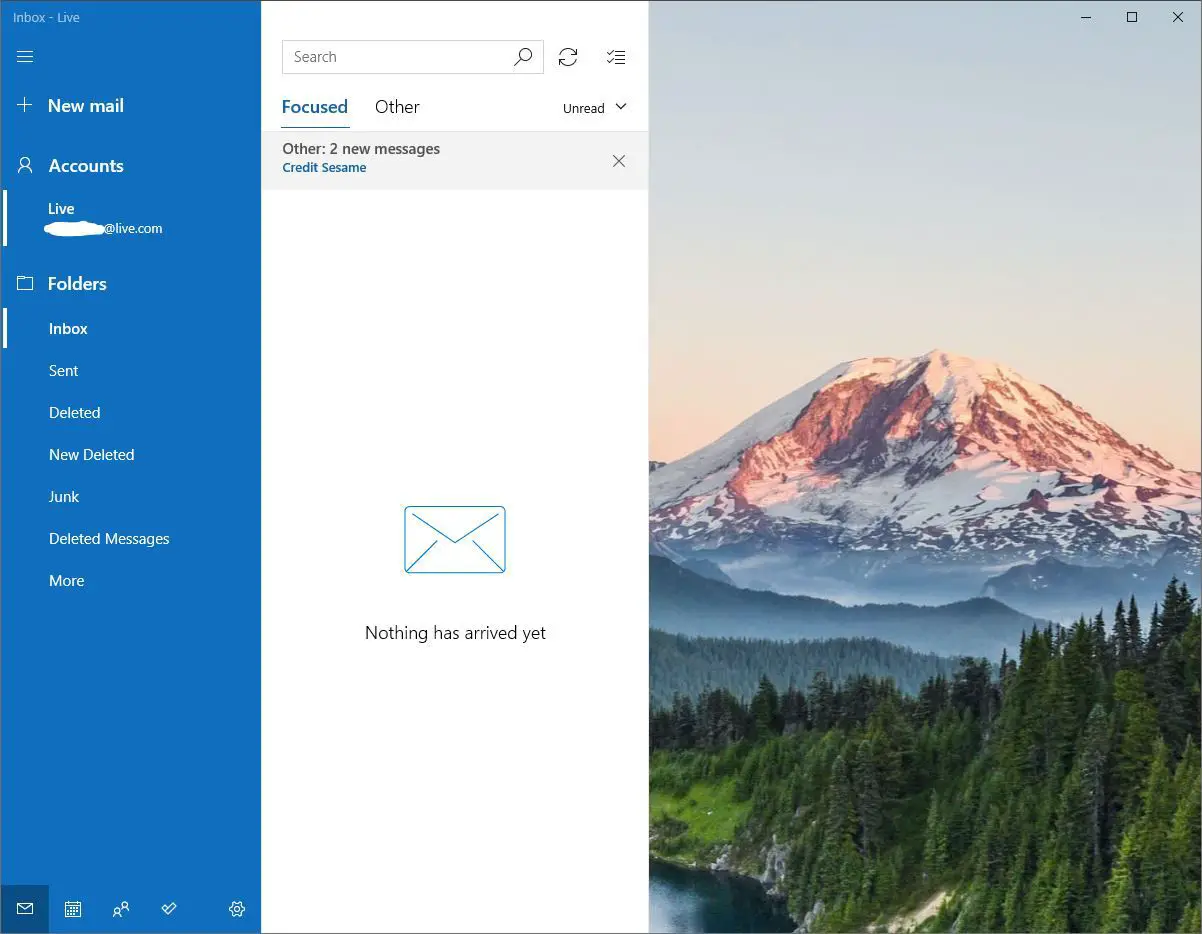 Captura de tela do Windows Mail