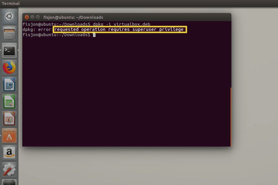Erro de superusuário no Ubuntu