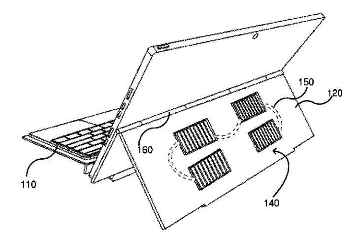 Patente dos EUA US10528083B1 tipo ilustração de capa com painéis solares