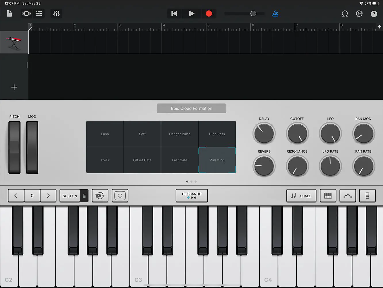 GarageBand para teclado de piano do iPad para iPadOS 13