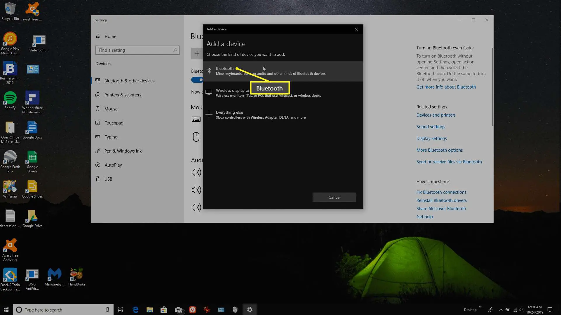 Adicionar um dispositivo bluetooth no Windows 10