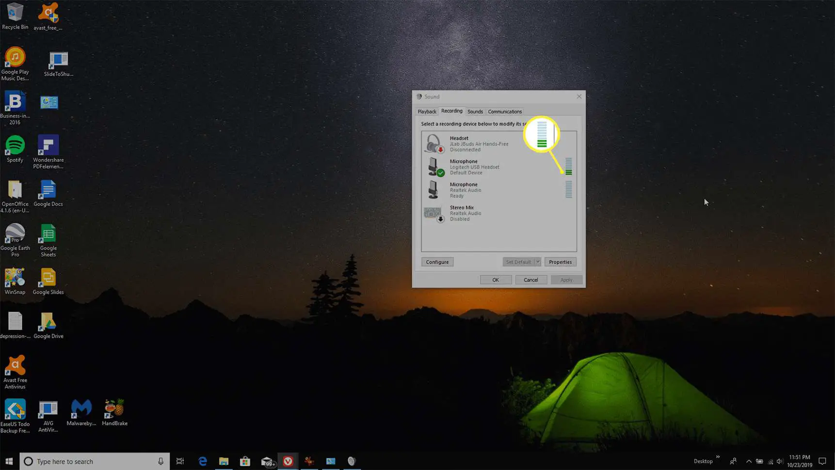 Medidor de som da Microsoft no Windows 10