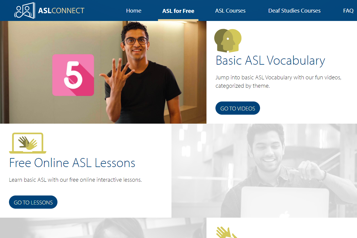Recursos de linguagem de sinais ASLConnect da Gallaudet University