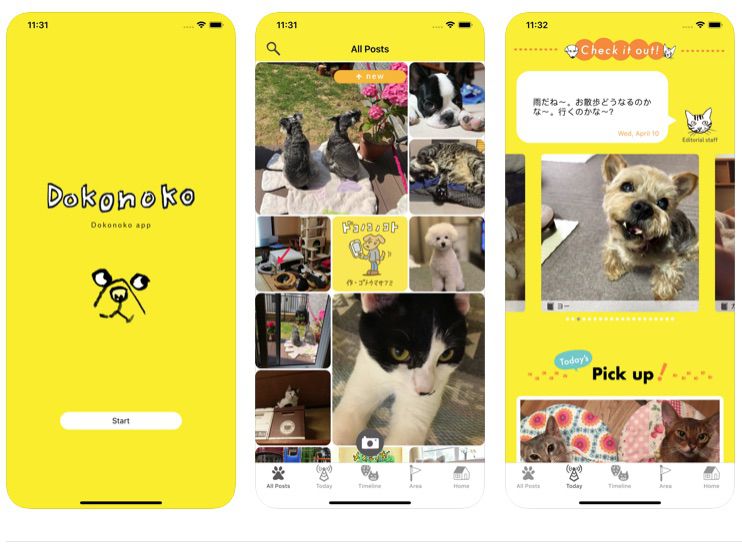 Captura de tela do aplicativo de rede social Kokonoko para animais de estimação