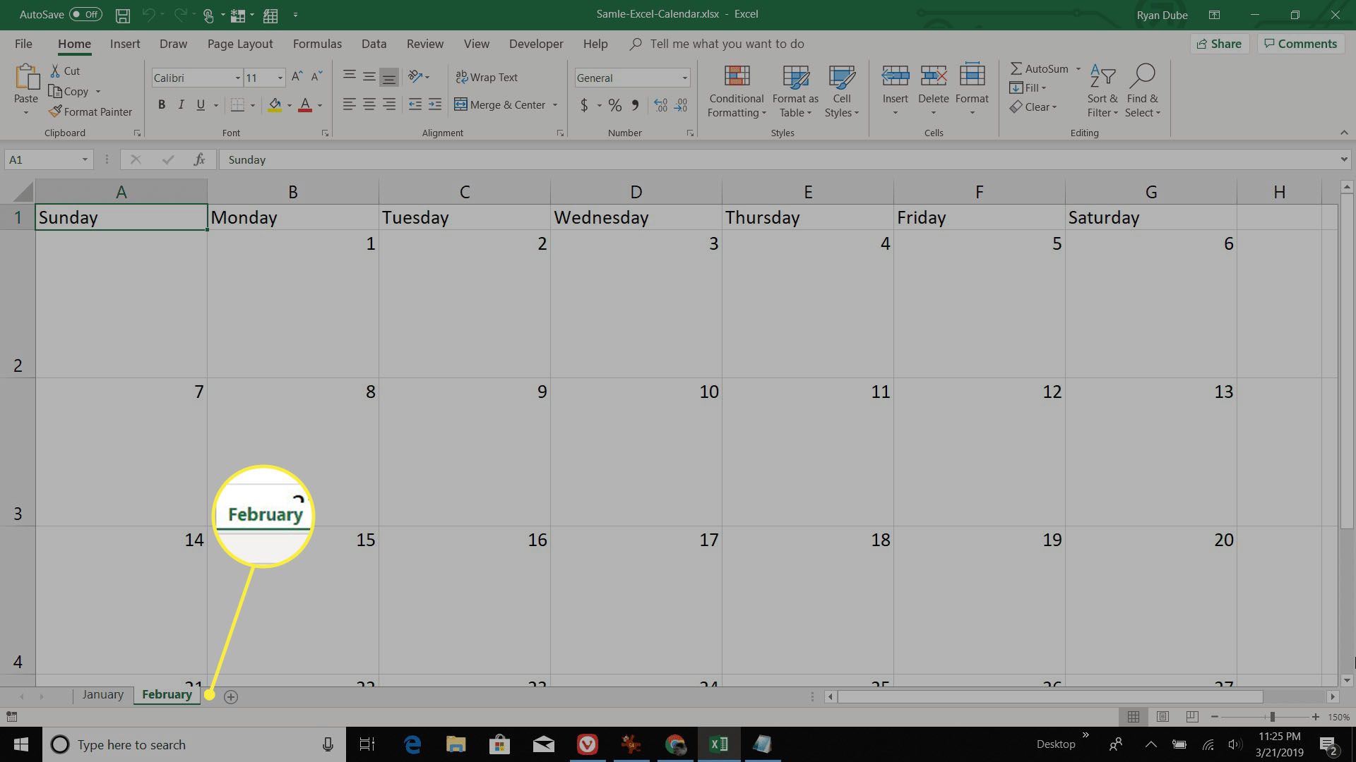 adicionando o próximo mês ao calendário do Excel