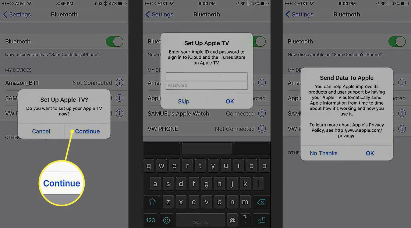 Configure a Apple TV com o iPhone, etapa 2