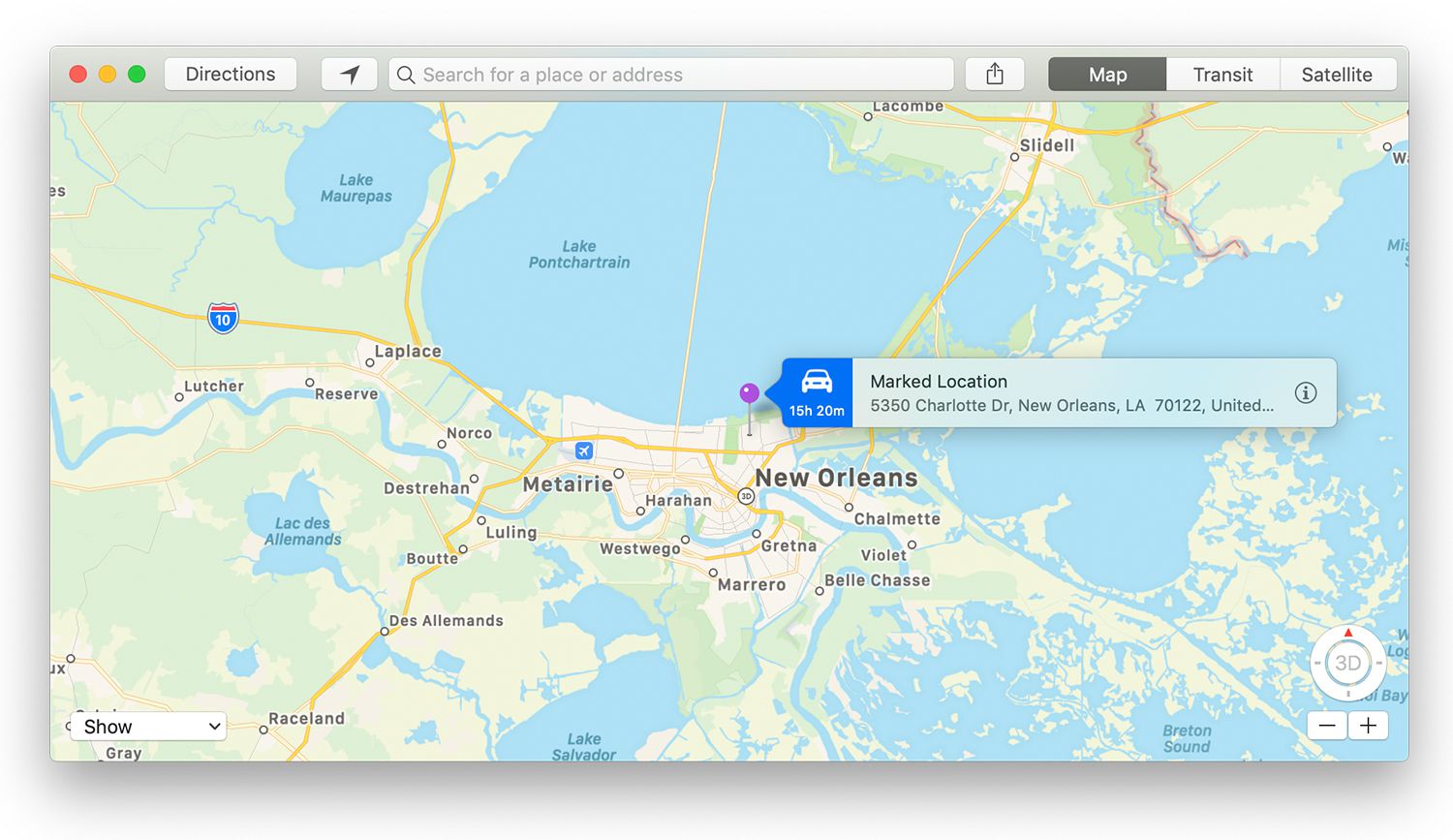 Sinalizador de informações de localização marcadas no Mac Maps