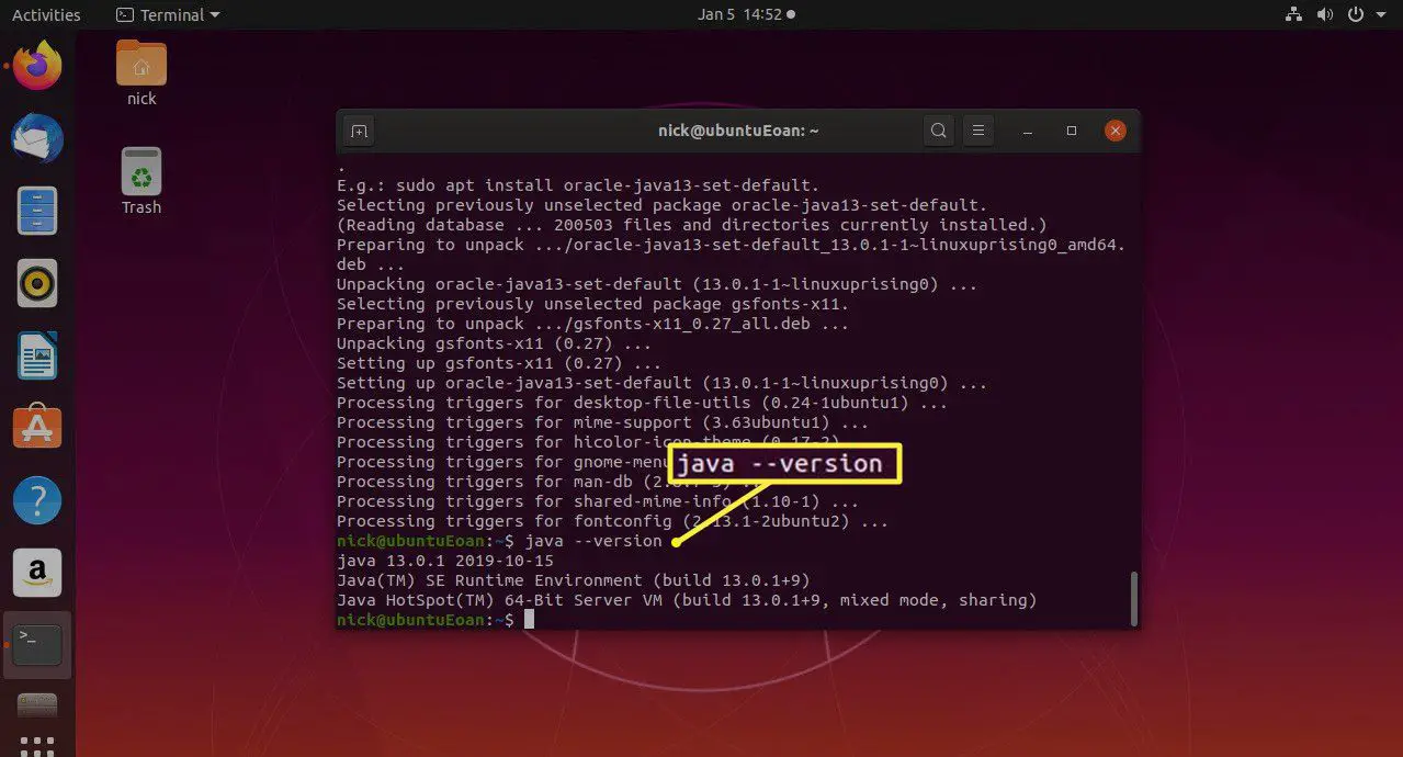 Versão Ubuntu Oracle Java