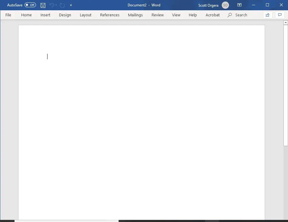 uma captura de tela do Microsoft Word para Windows