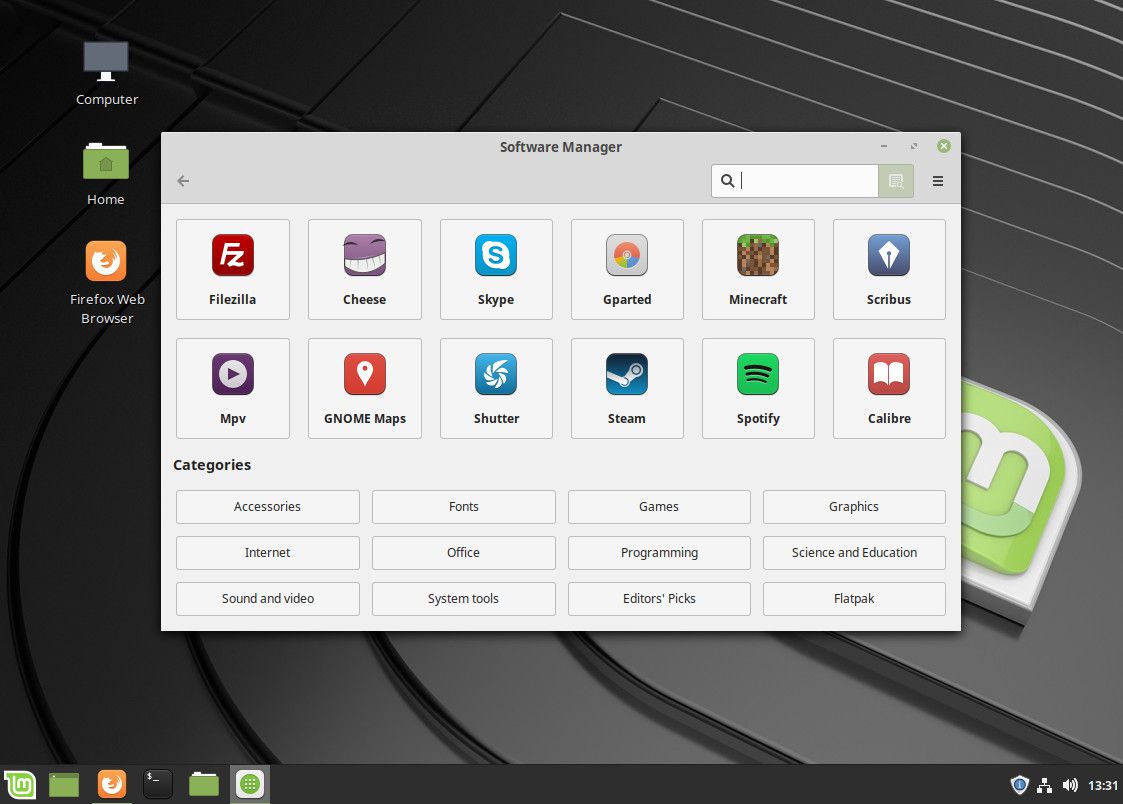 Captura de tela do Linux Mint Software Manager.