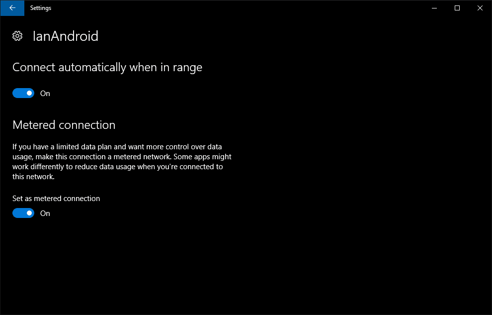 Conexão medida do Windows 10