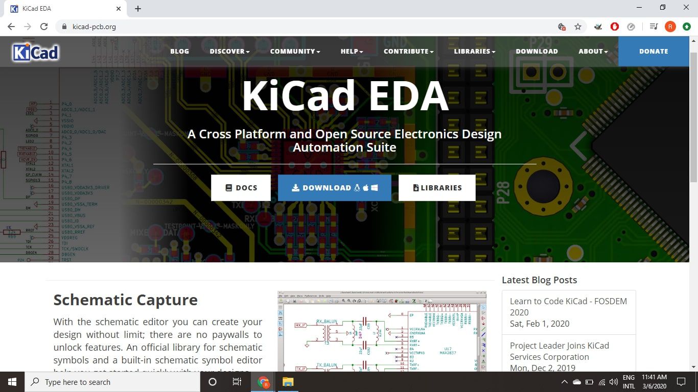 Página de download do Kicad EDA