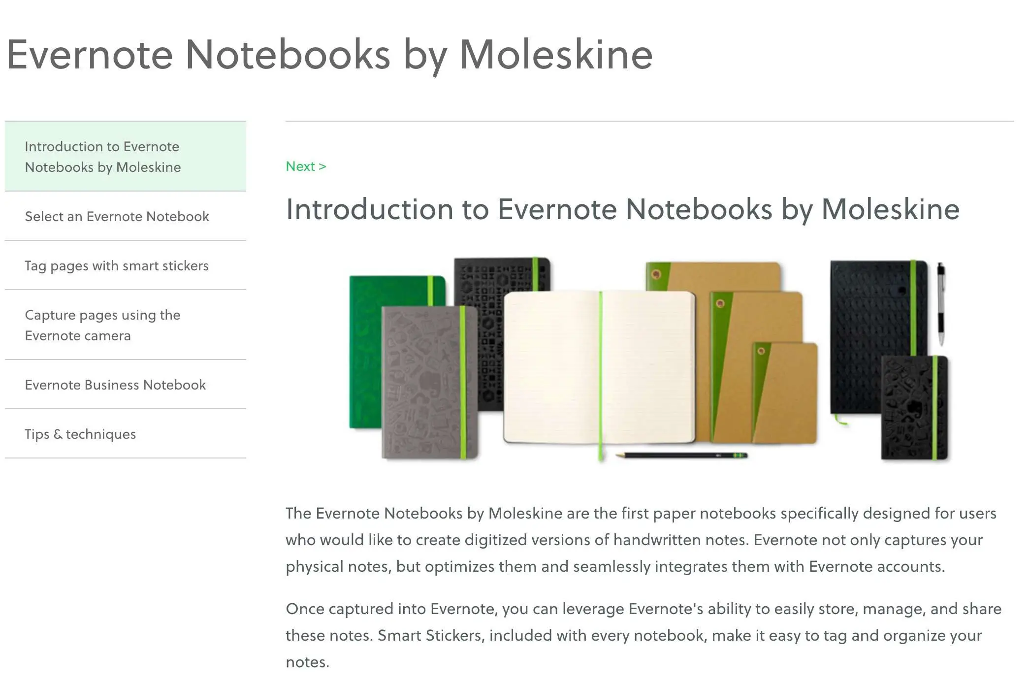 Cadernos Evernote da Moleskine