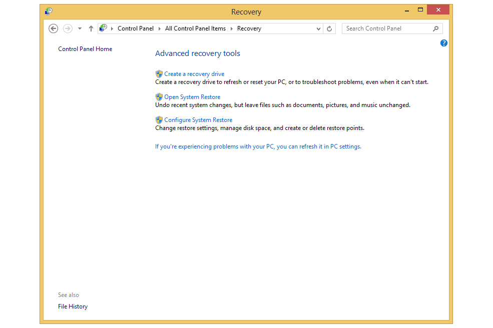 Ferramentas de recuperação avançadas no Windows 8