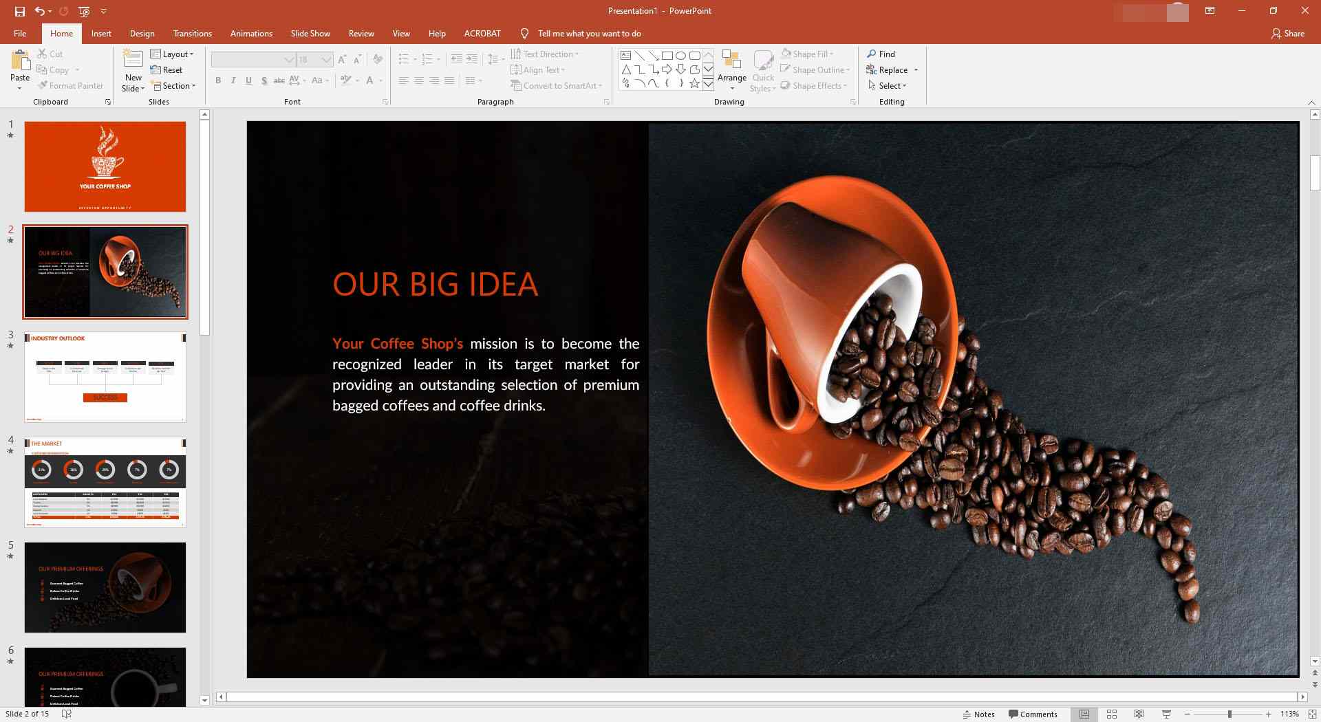 Uma apresentação do PowerPoint no Windows.