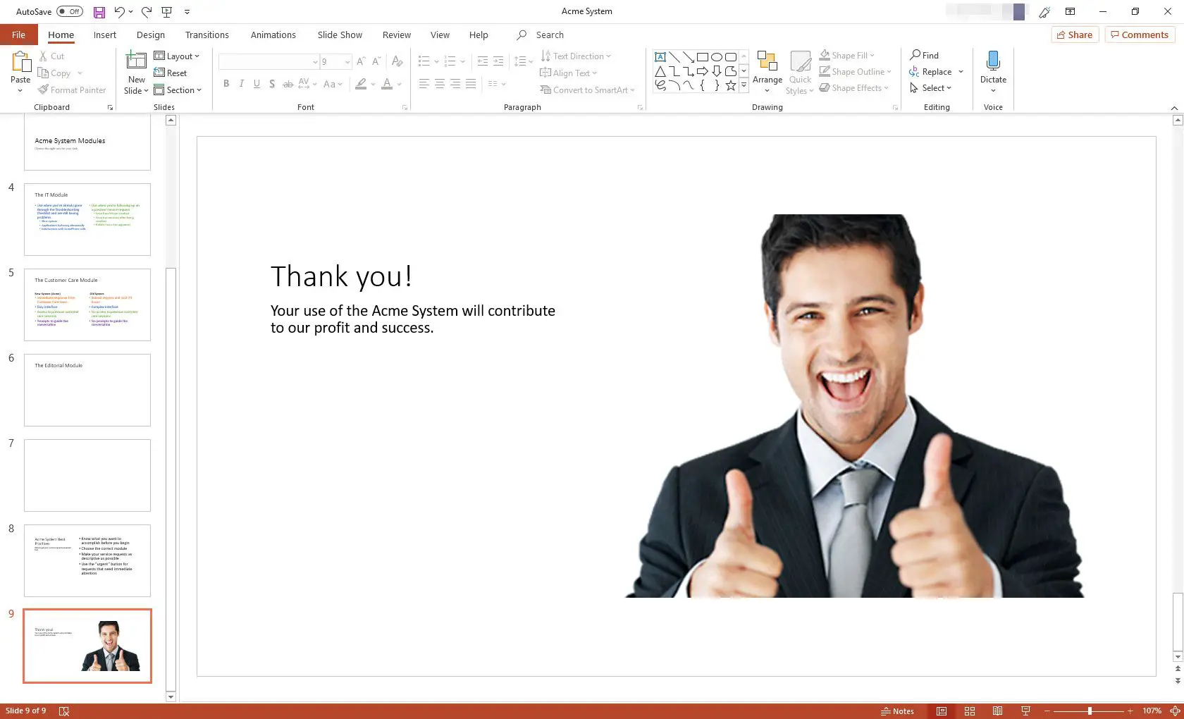 Apresentação em MS PowerPoint com layout de slide de imagem com legenda exibida