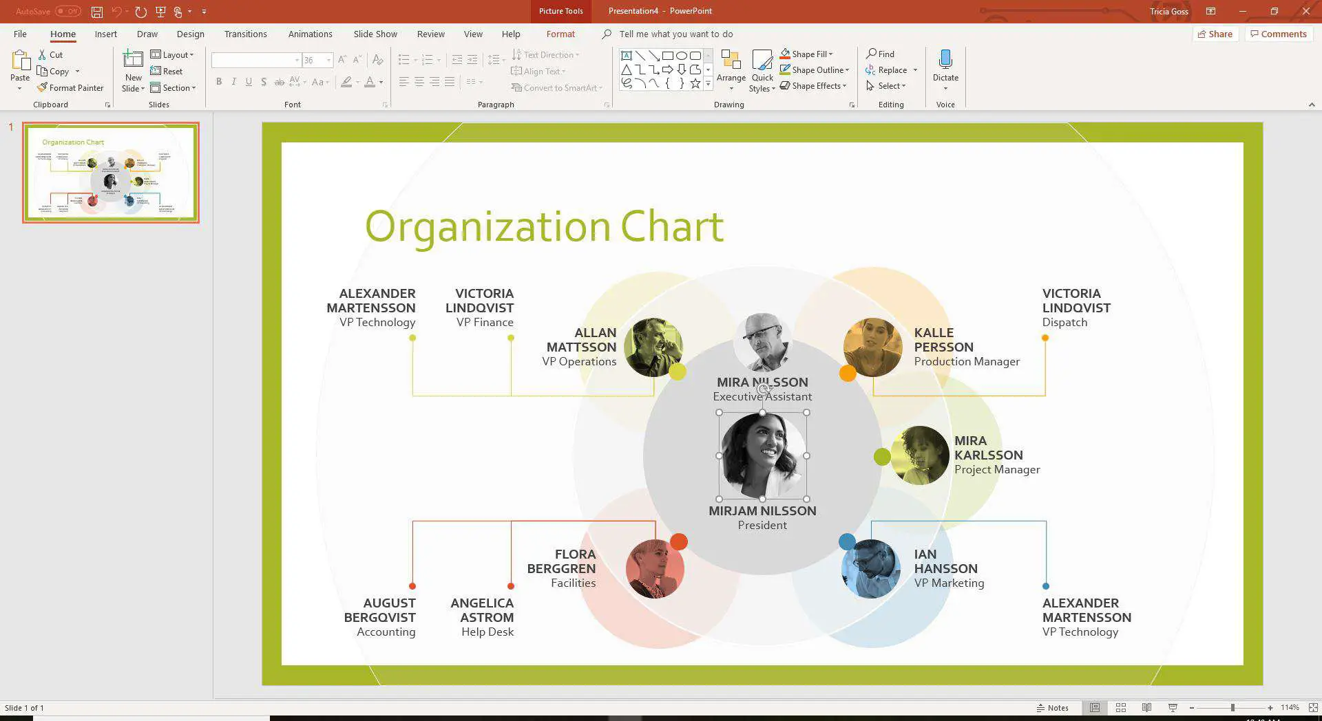 Modelo de organograma no PowerPoint