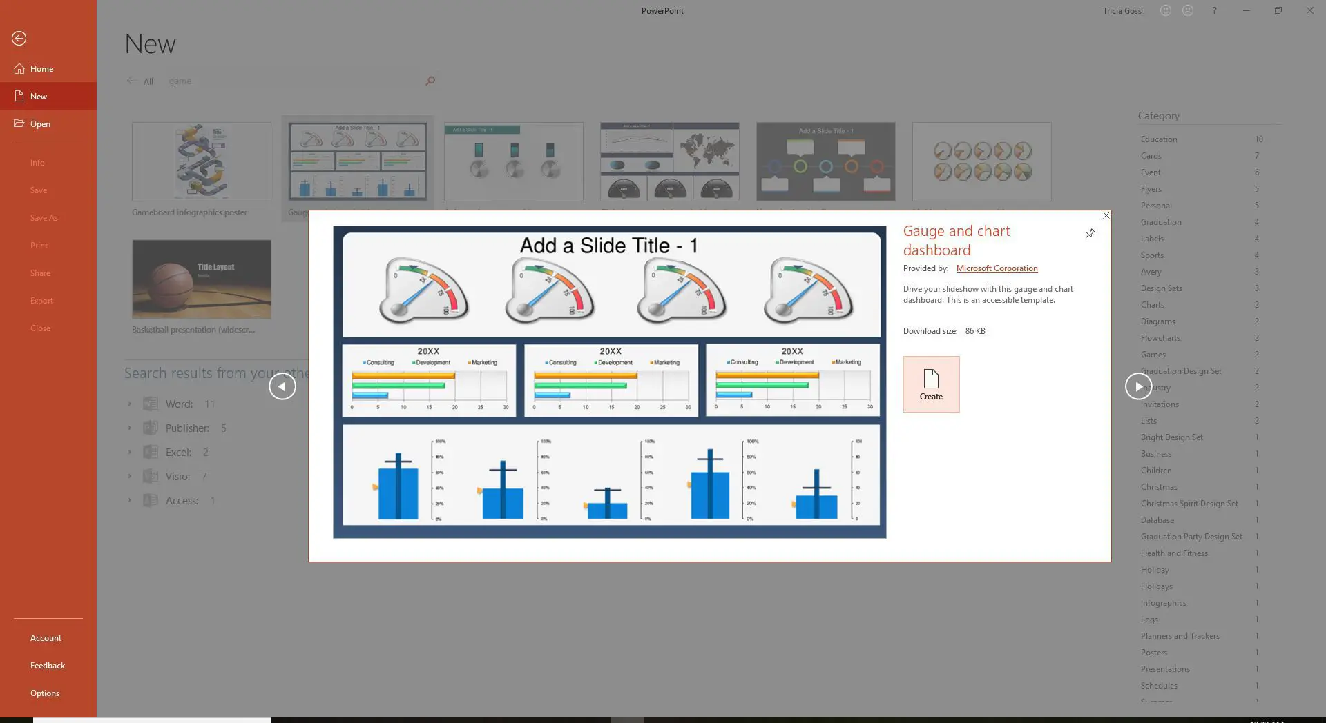 Medidor e modelo de painel de gráfico para PowerPoint