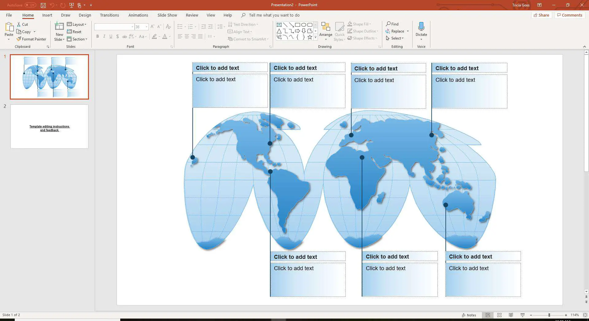 Modelo de mapa mundial para PowerPoint