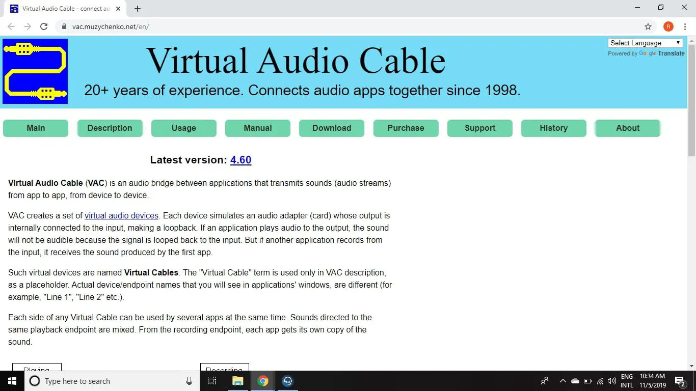 Baixe e instale o cabo de áudio virtual (VAC).