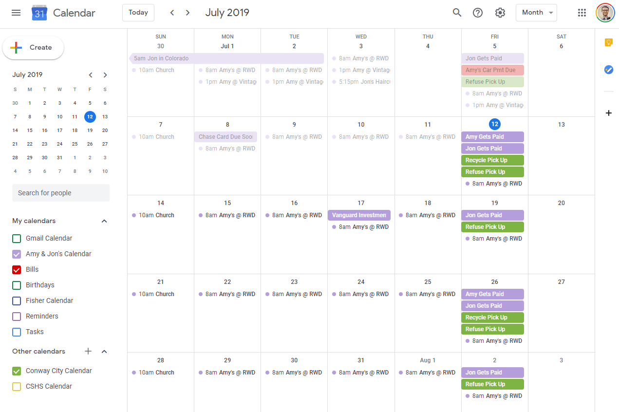 Visualização de mês do Google Agenda no Chrome