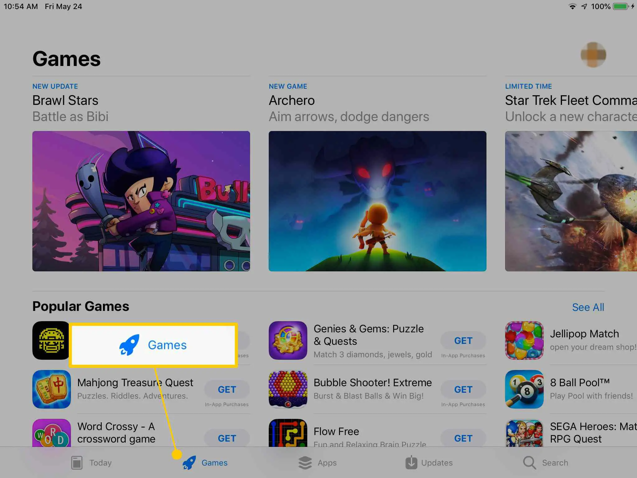 Guia Jogos na App Store no iPad