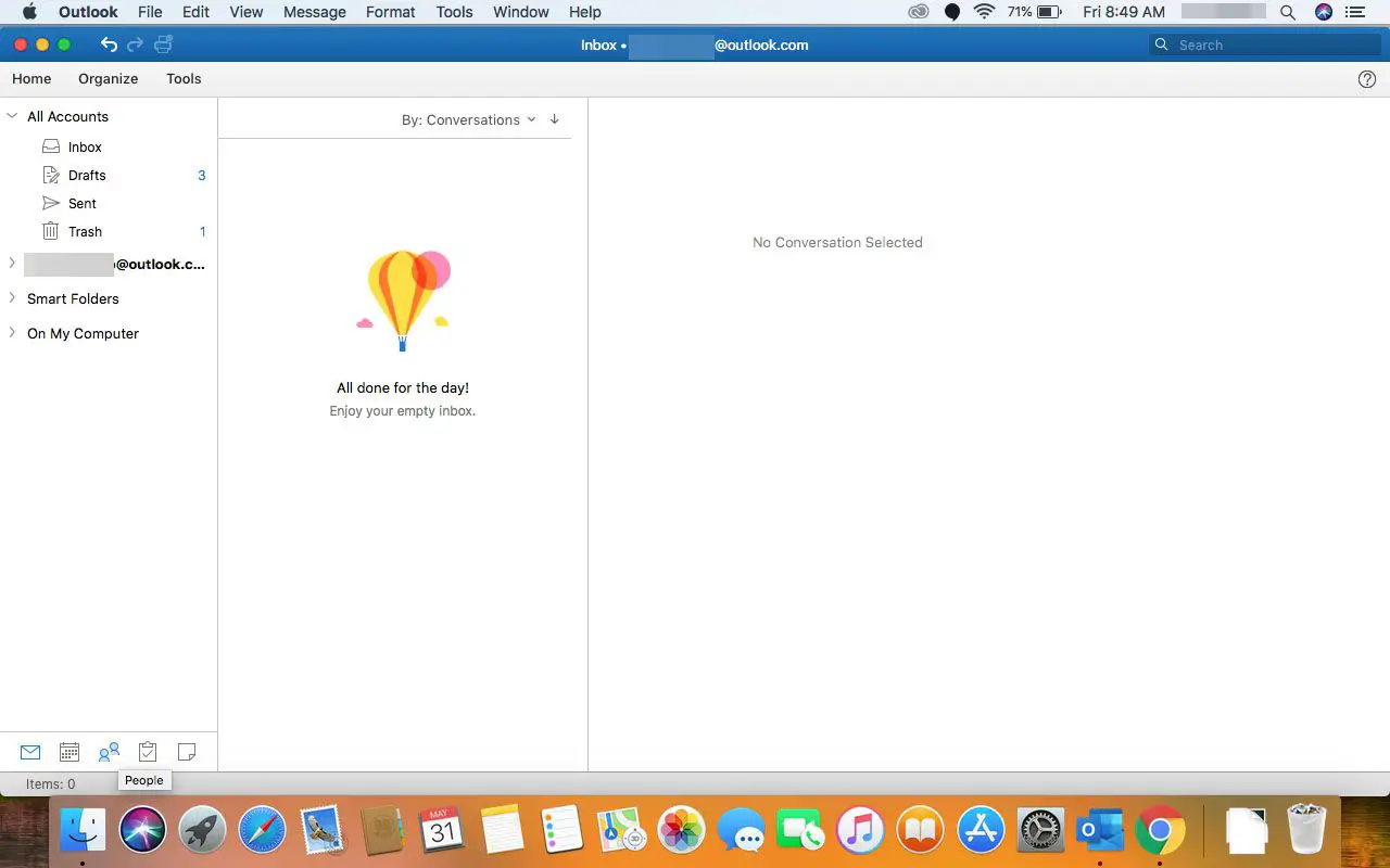 Caixa de entrada do Outlook para Mac 2016.