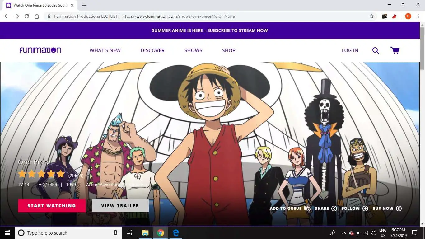 Assista episódios de One Piece gratuitamente online no Funimation.