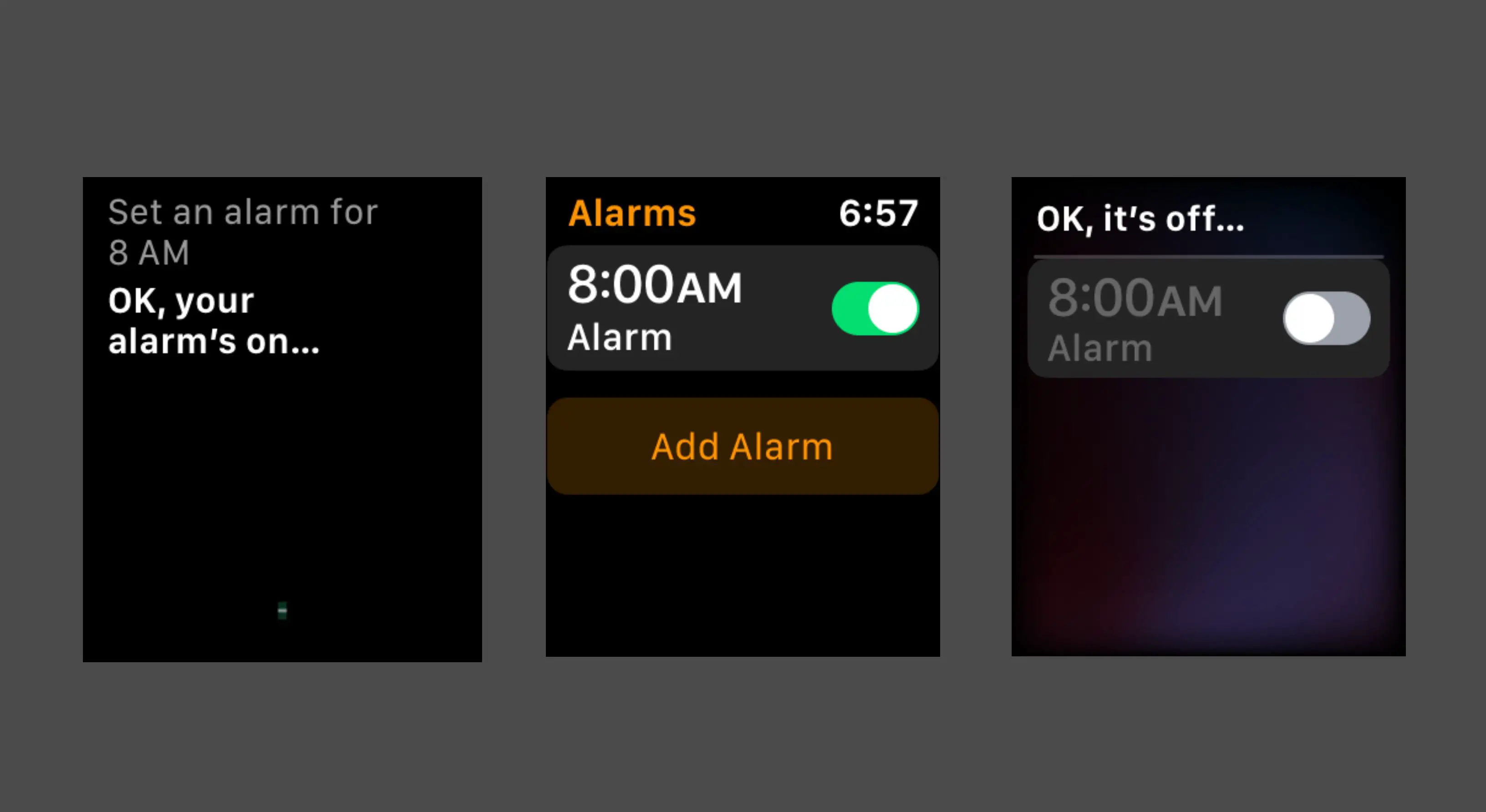 Usando o Siri para definir um alarme no Apple Watch