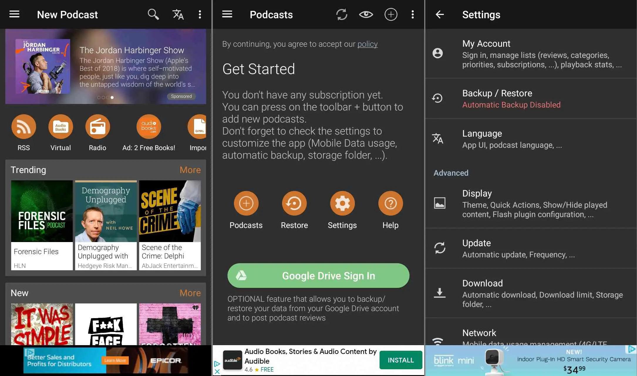 Aplicativo Podcast Addict para Android