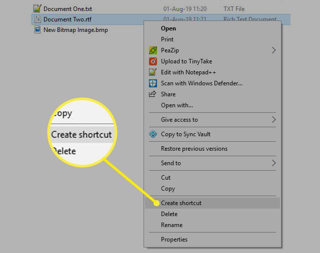 Criar atalho no mesmo diretório do Windows 10 por meio do File Explorer