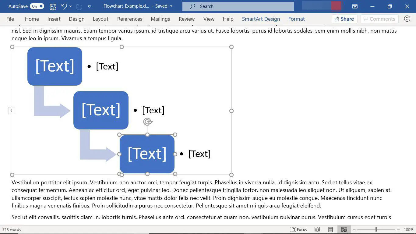 Um fluxograma SmartArt no Microsoft Word