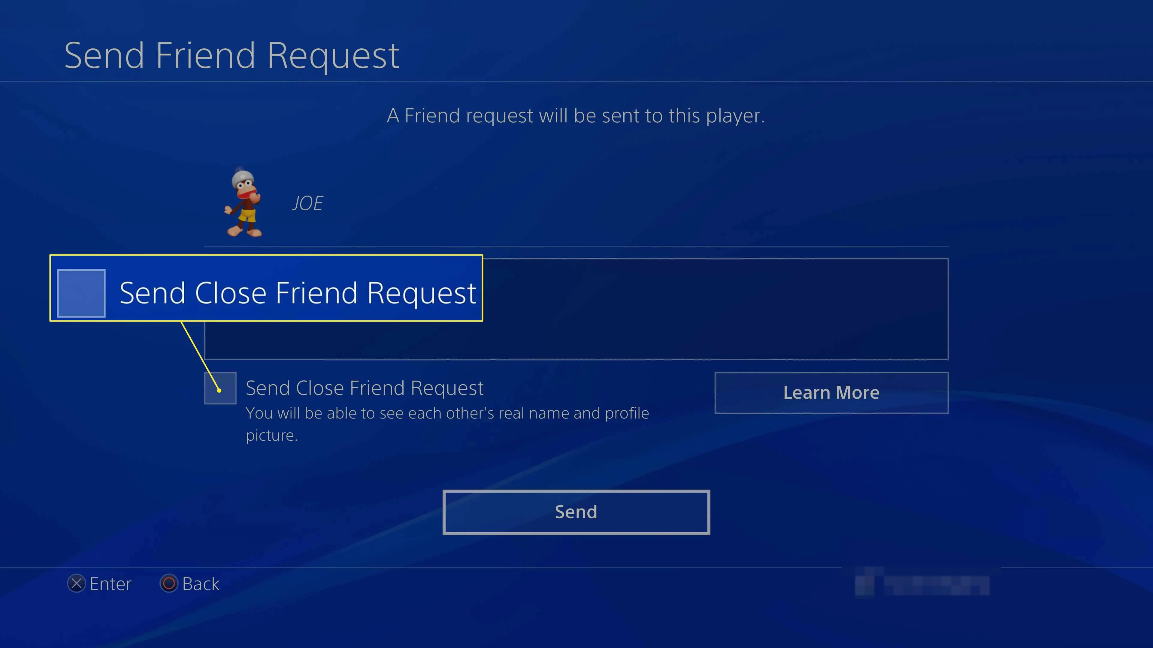 PS4 Close Friend Request