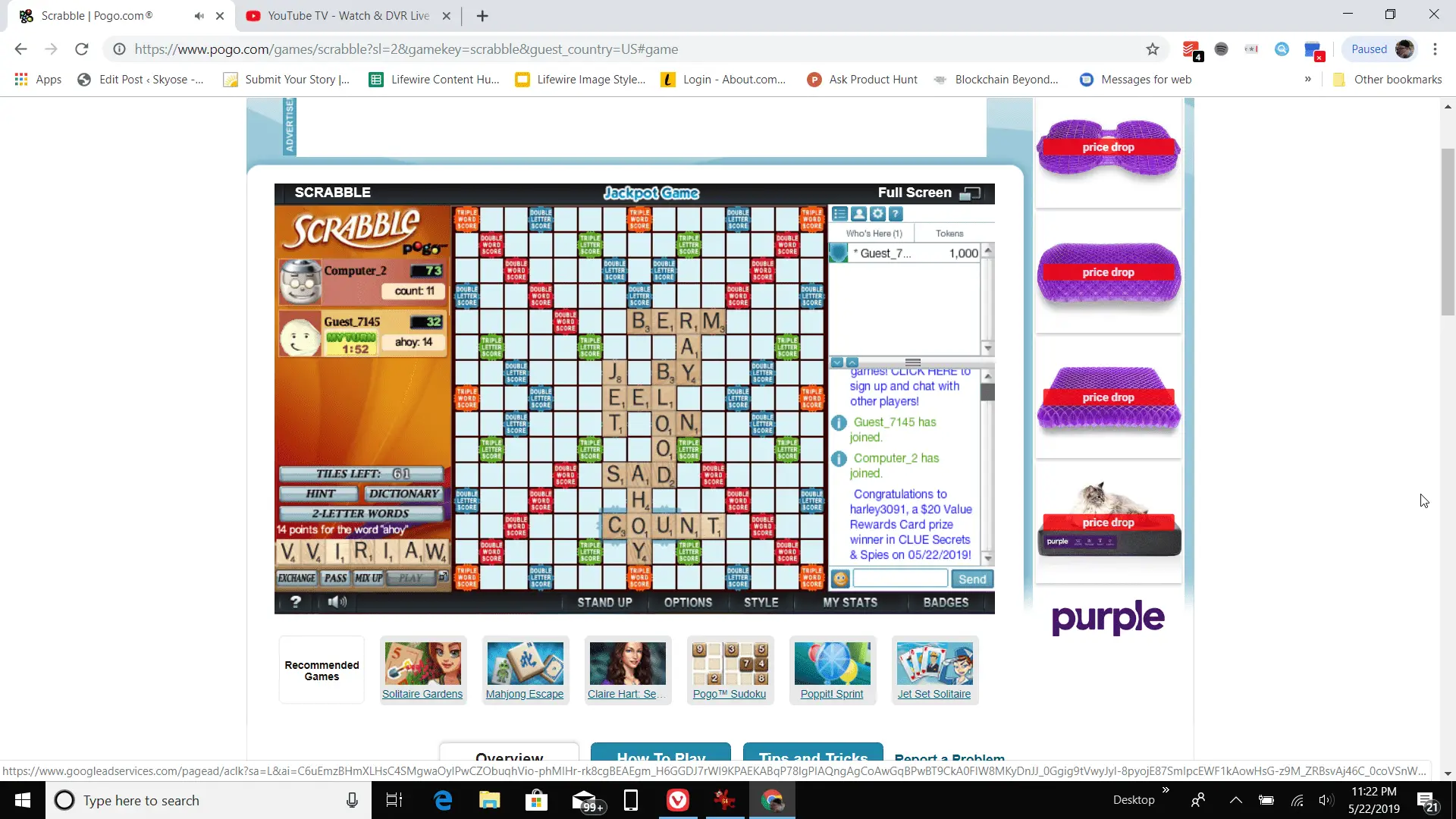 Captura de tela de jogar Scrabble