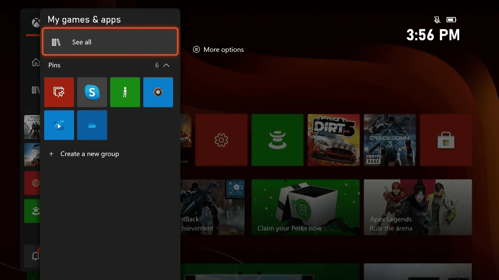O menu Xbox Series X | S Meus jogos e aplicativos.