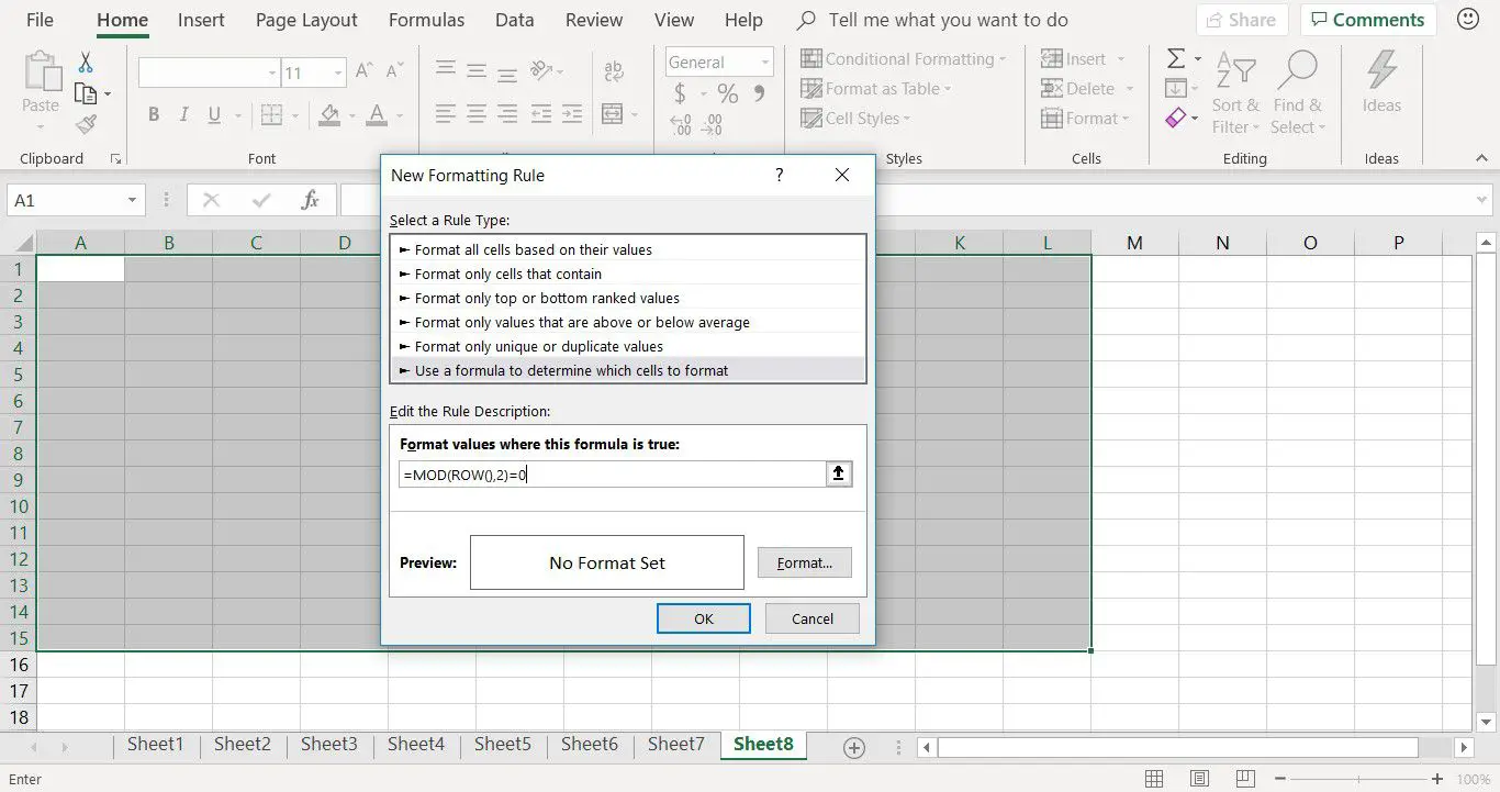 Como adicionar uma fórmula a uma regra de formatação condicional no Excel