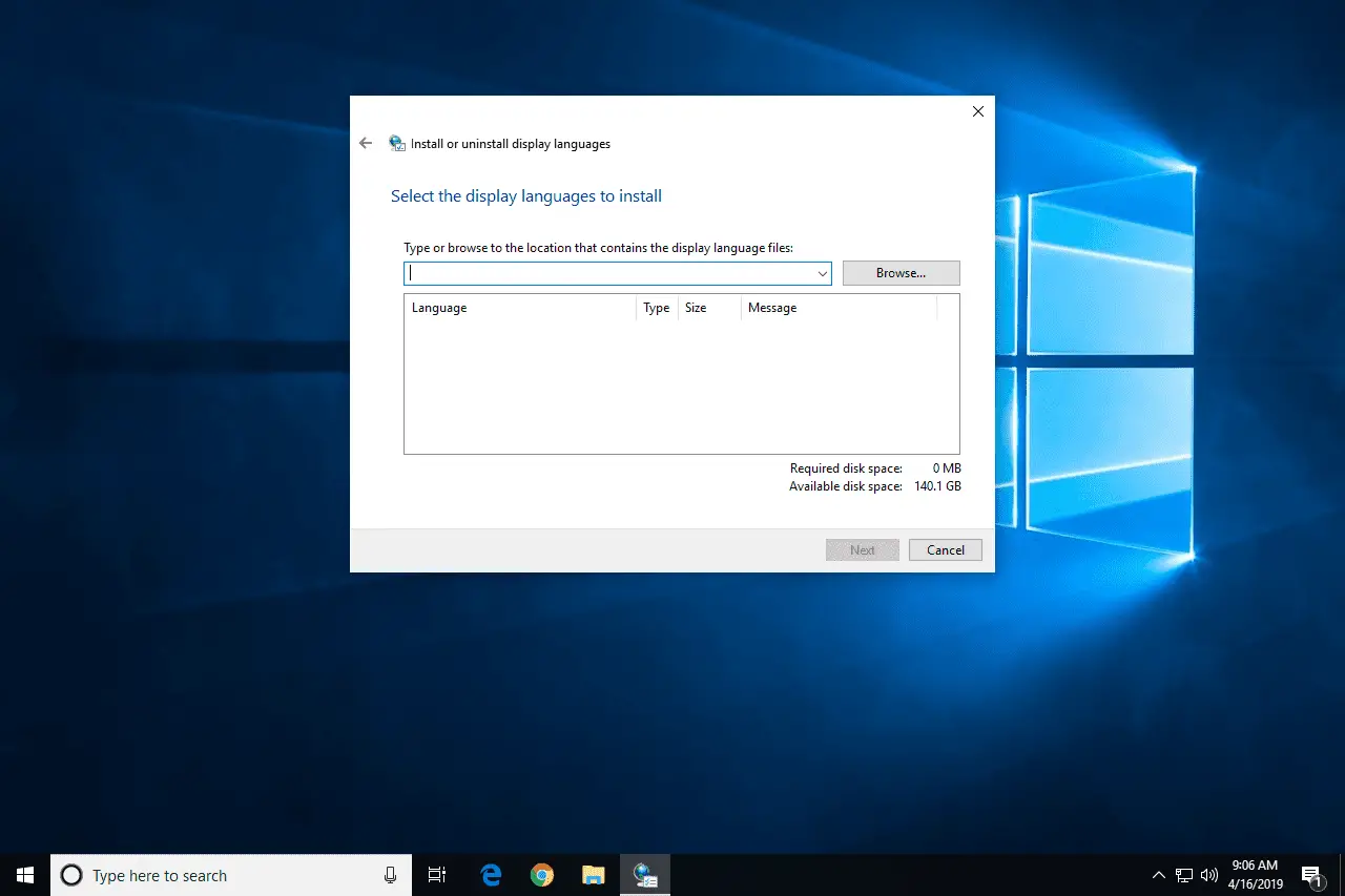 Instale ou desinstale a janela de idiomas de exibição no Windows 10