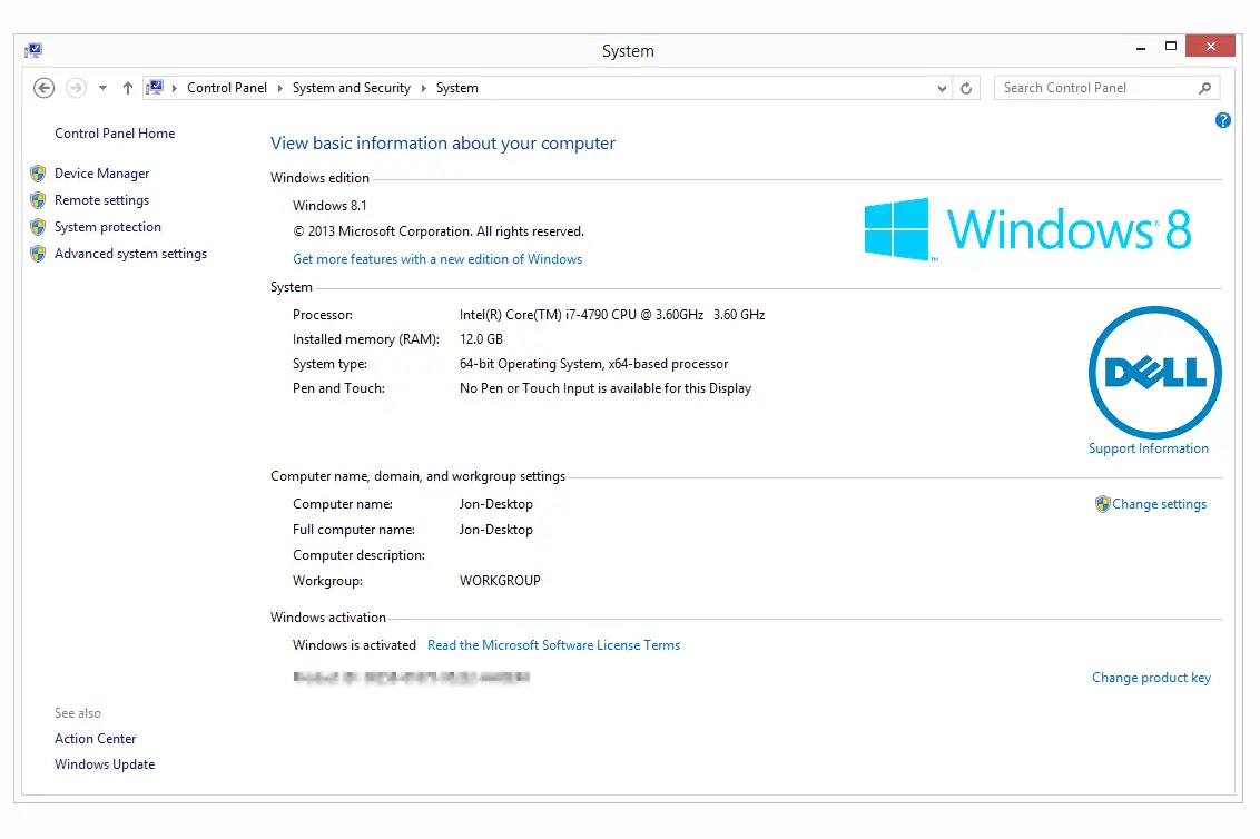 Informações da edição do Windows 8