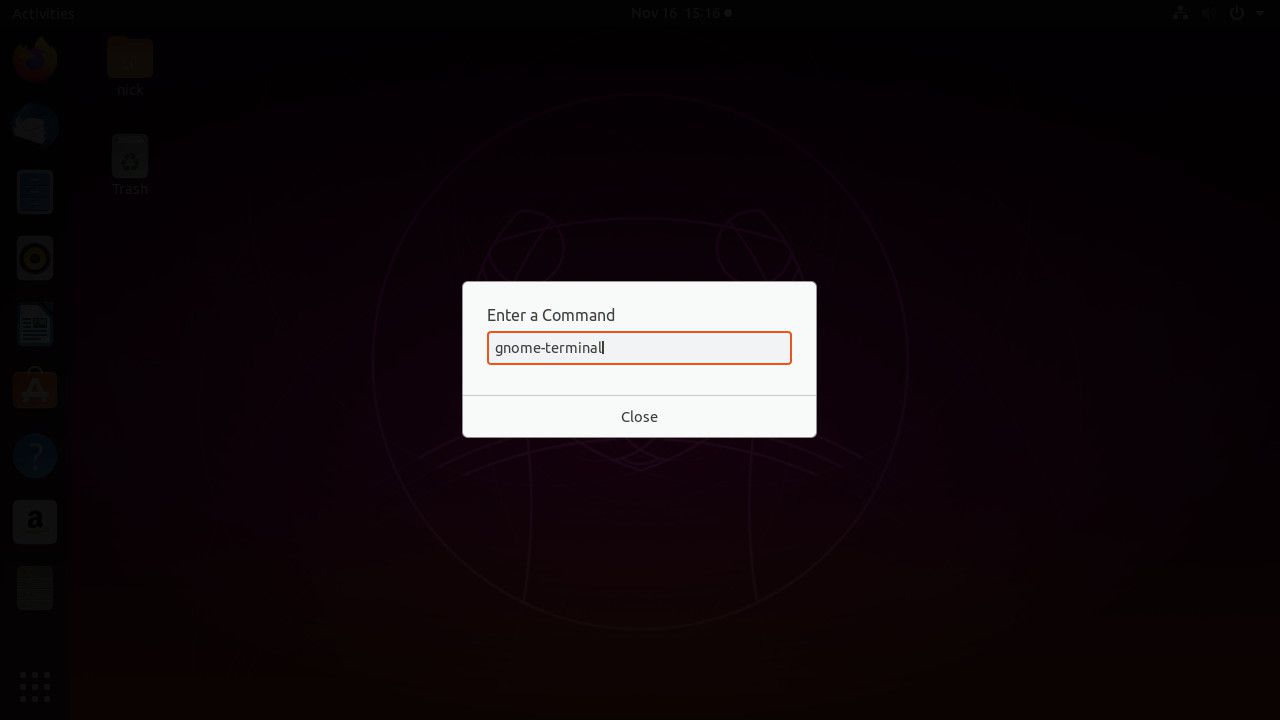 Ubuntu run command launch terminal