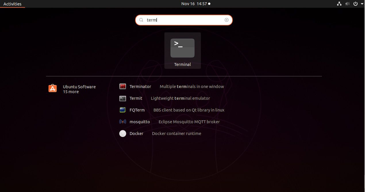 Terminal de pesquisa Ubuntu