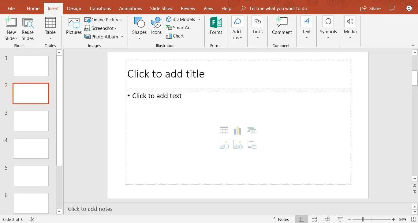 Captura de tela mostrando o layout de slide de Título e Conteúdo no PowerPoint