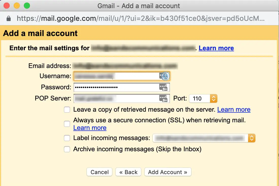 Gmail: insira as configurações da conta de e-mail adicional