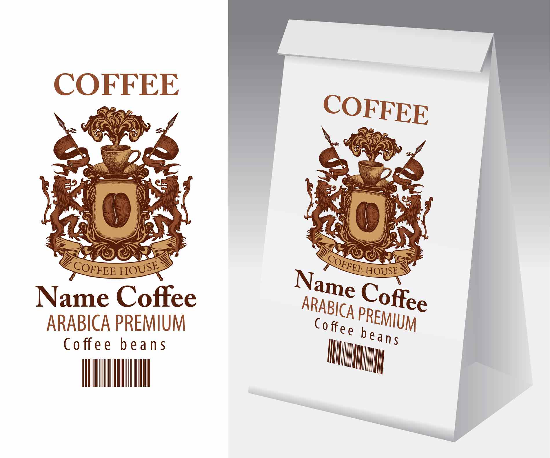 Maquete de embalagem de café