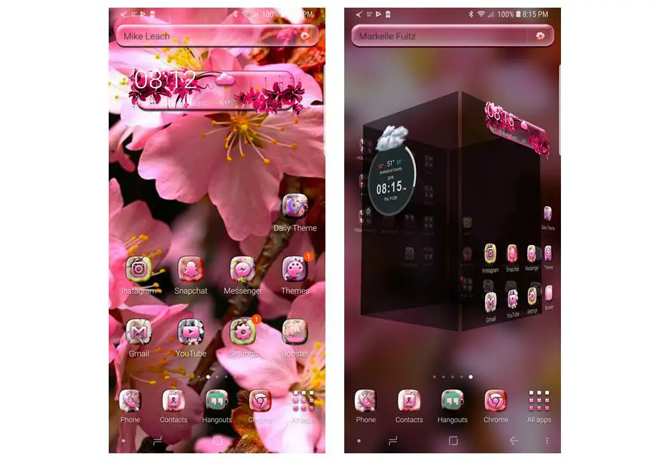 Capturas de tela do tema Pink Cherry Blossom, grátis para Android