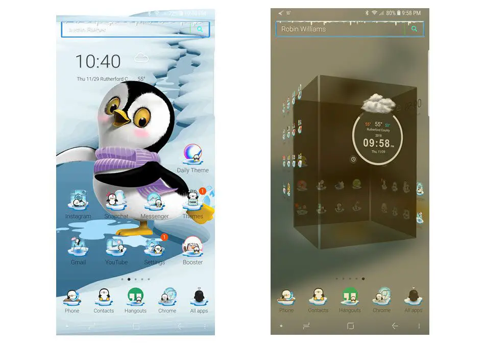 Capturas de tela do tema Android: Cute Cartoon Penguin Theme