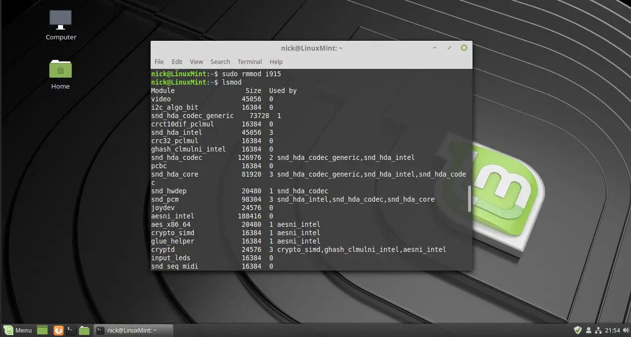 Comando Linux rmmod