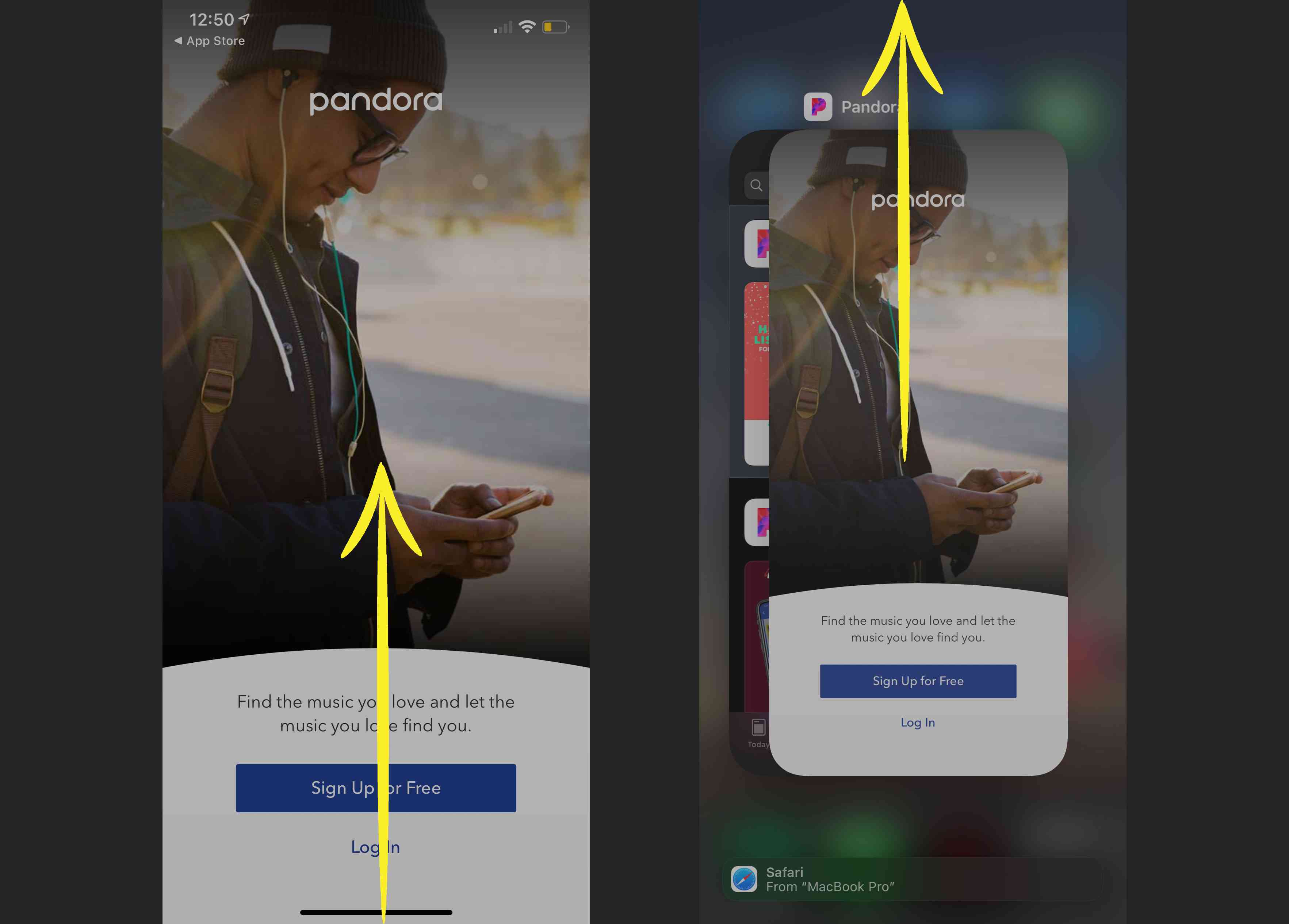 Fechando o Pandora a partir do alternador de aplicativos no iOS
